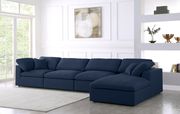 Modular design 5pcs sectional sofa in navy fabric by Meridian additional picture 7
