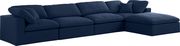 Modular design 5pcs sectional sofa in navy fabric by Meridian additional picture 8