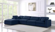 Modular design 5pcs sectional sofa in navy fabric by Meridian additional picture 10