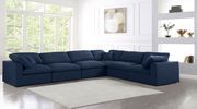 Modular design 6pcs sectional sofa in navy fabric by Meridian additional picture 8