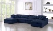 Modular design 6pcs sectional sofa in navy fabric by Meridian additional picture 7