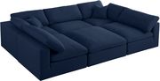Modular design 6pcs sectional sofa in navy fabric by Meridian additional picture 5