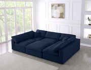 Modular design 6pcs sectional sofa in navy fabric by Meridian additional picture 6