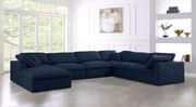 Modular design 7pcs sectional sofa in navy fabric by Meridian additional picture 9