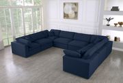 Modular design 8pcs sectional sofa in navy fabric by Meridian additional picture 5