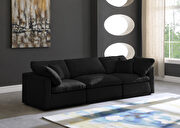 Modular 3 pcs sofa in black velvet fabric by Meridian additional picture 3
