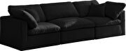 Modular 3 pcs sofa in black velvet fabric by Meridian additional picture 4
