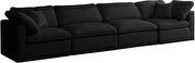 Modular 4 pcs sofa in black velvet fabric by Meridian additional picture 3