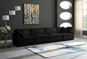 Modular 4 pcs sofa in black velvet fabric by Meridian additional picture 4