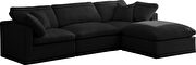 Modular 4 pcs sectional in black velvet fabric by Meridian additional picture 4
