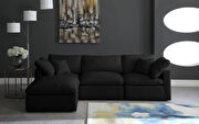 Modular 4 pcs sectional in black velvet fabric by Meridian additional picture 6
