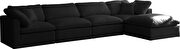 Modular 5 pcs sectional in black velvet fabric by Meridian additional picture 3