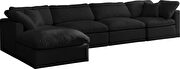 Modular 5 pcs sectional in black velvet fabric by Meridian additional picture 4