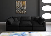 Modular 6 pcs sectional in black velvet fabric by Meridian additional picture 3