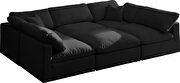 Modular 6 pcs sectional in black velvet fabric by Meridian additional picture 4