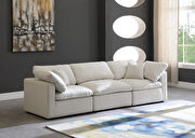 Modular 3 pcs sofa in cream velvet fabric by Meridian additional picture 2