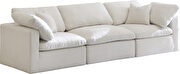 Modular 3 pcs sofa in cream velvet fabric by Meridian additional picture 6