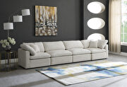 Modular 4 pcs sofa in cream velvet fabric by Meridian additional picture 4