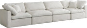 Modular 4 pcs sofa in cream velvet fabric by Meridian additional picture 5