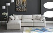 Modular 4 pcs sectional in cream velvet fabric by Meridian additional picture 2