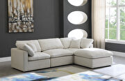 Modular 4 pcs sectional in cream velvet fabric by Meridian additional picture 8