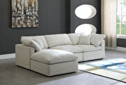 Modular 4 pcs sectional in cream velvet fabric by Meridian additional picture 9