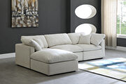 Modular 4 pcs sectional in cream velvet fabric by Meridian additional picture 9