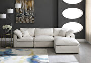 Modular 4 pcs sectional in cream velvet fabric by Meridian additional picture 10