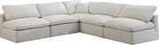 Modular 5 pcs sectional in cream velvet fabric by Meridian additional picture 5