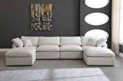 Modular 6 pcs sectional in cream velvet fabric by Meridian additional picture 6