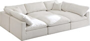 Modular 6 pcs sectional in cream velvet fabric by Meridian additional picture 4