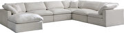 Modular 7 pcs sectional in cream velvet fabric by Meridian additional picture 5