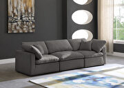 Modular 3 pcs sofa in gray velvet fabric by Meridian additional picture 3