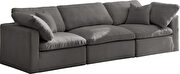 Modular 3 pcs sofa in gray velvet fabric by Meridian additional picture 4