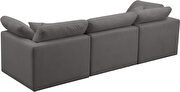 Modular 3 pcs sofa in gray velvet fabric by Meridian additional picture 5