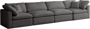 Modular 4 pcs sofa in gray velvet fabric by Meridian additional picture 3