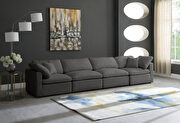 Modular 4 pcs sofa in gray velvet fabric by Meridian additional picture 4