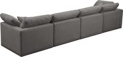 Modular 4 pcs sofa in gray velvet fabric by Meridian additional picture 5