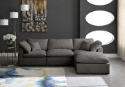 Modular 4 pcs sectional in gray velvet fabric by Meridian additional picture 4