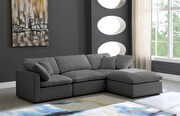 Modular 4 pcs sectional in gray velvet fabric by Meridian additional picture 5