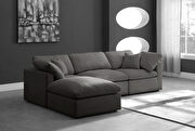 Modular 4 pcs sectional in gray velvet fabric by Meridian additional picture 6