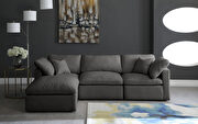 Modular 4 pcs sectional in gray velvet fabric by Meridian additional picture 7