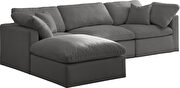 Modular 4 pcs sectional in gray velvet fabric by Meridian additional picture 8