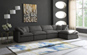 Modular 5 pcs sectional in gray velvet fabric by Meridian additional picture 5