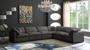Modular 6 pcs sectional in gray velvet fabric by Meridian additional picture 5