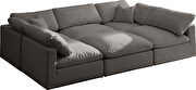 Modular 6 pcs sectional in gray velvet fabric by Meridian additional picture 3