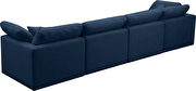 Modular 4 pcs sofa in navy velvet fabric by Meridian additional picture 2