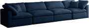 Modular 4 pcs sofa in navy velvet fabric by Meridian additional picture 3