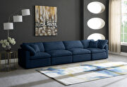 Modular 4 pcs sofa in navy velvet fabric by Meridian additional picture 4