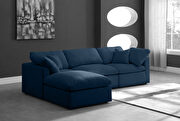 Modular 4 pcs sectional in navy velvet fabric by Meridian additional picture 4